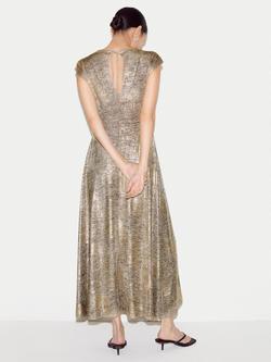 Jigsaw Metallic Curved Seam Maxi Dress, Gold - view 2, Gold