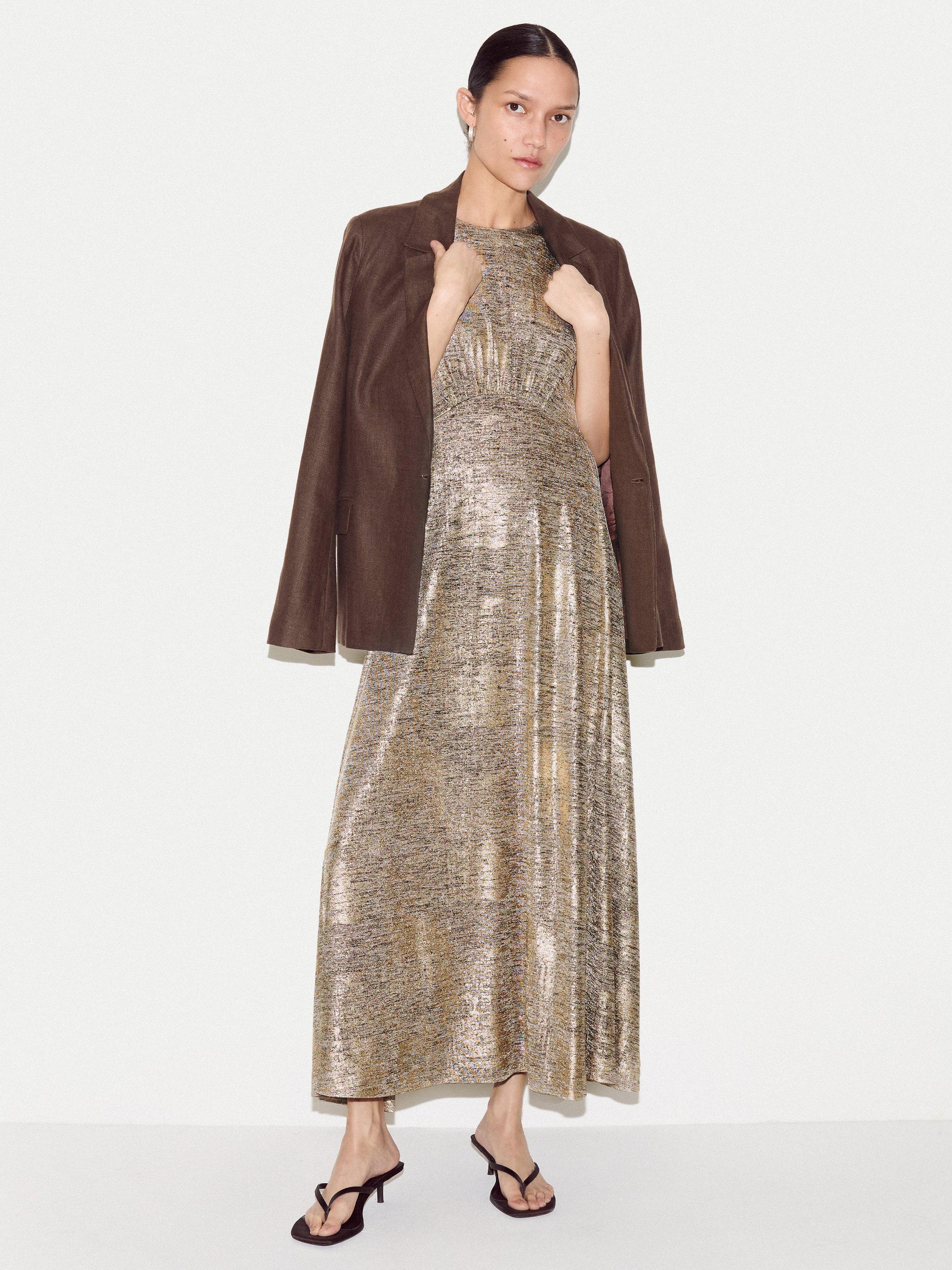 jigsaw gold dress JIGSAW Metallic Knitted Maxi Dress