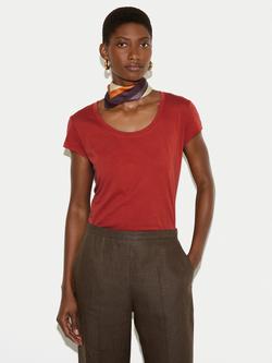 Jigsaw Supima Cotton Scoop Neck T-Shirt, Red