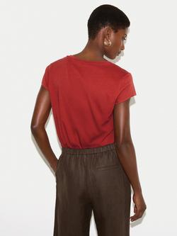 Jigsaw Supima Cotton Scoop Neck T-Shirt - view 2, Red