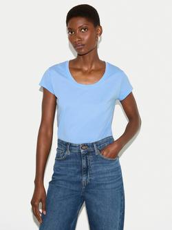 Jigsaw Supima Cotton Scoop Neck T-Shirt, Blue