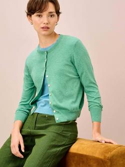 Brora Classic Round Neck Cardigan, Jade, Jade