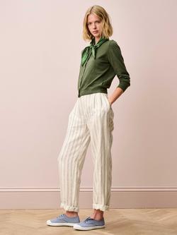 Brora Classic Round Neck Cardigan, Olive - view 2, Olive