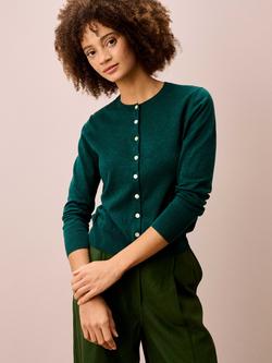 Brora Fine Gauge Knit Plain Cardigan, Dark Green