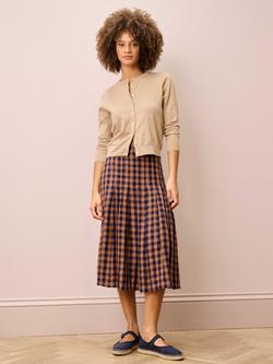 Brora Classic Round Neck Cardigan, Sand, Sand