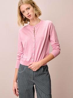 Brora Classic Round Neck Cardigan, Light Pink, Light Pink