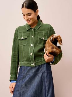 Brora Utility Pure Linen Jacket, Olive - view 2, Olive