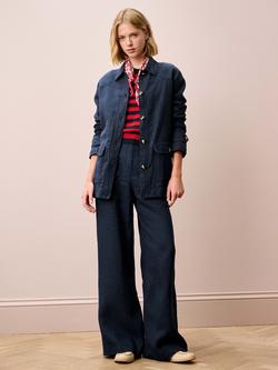 Brora Pure Washed Linen Work Jacket, Navy - view 2, Navy