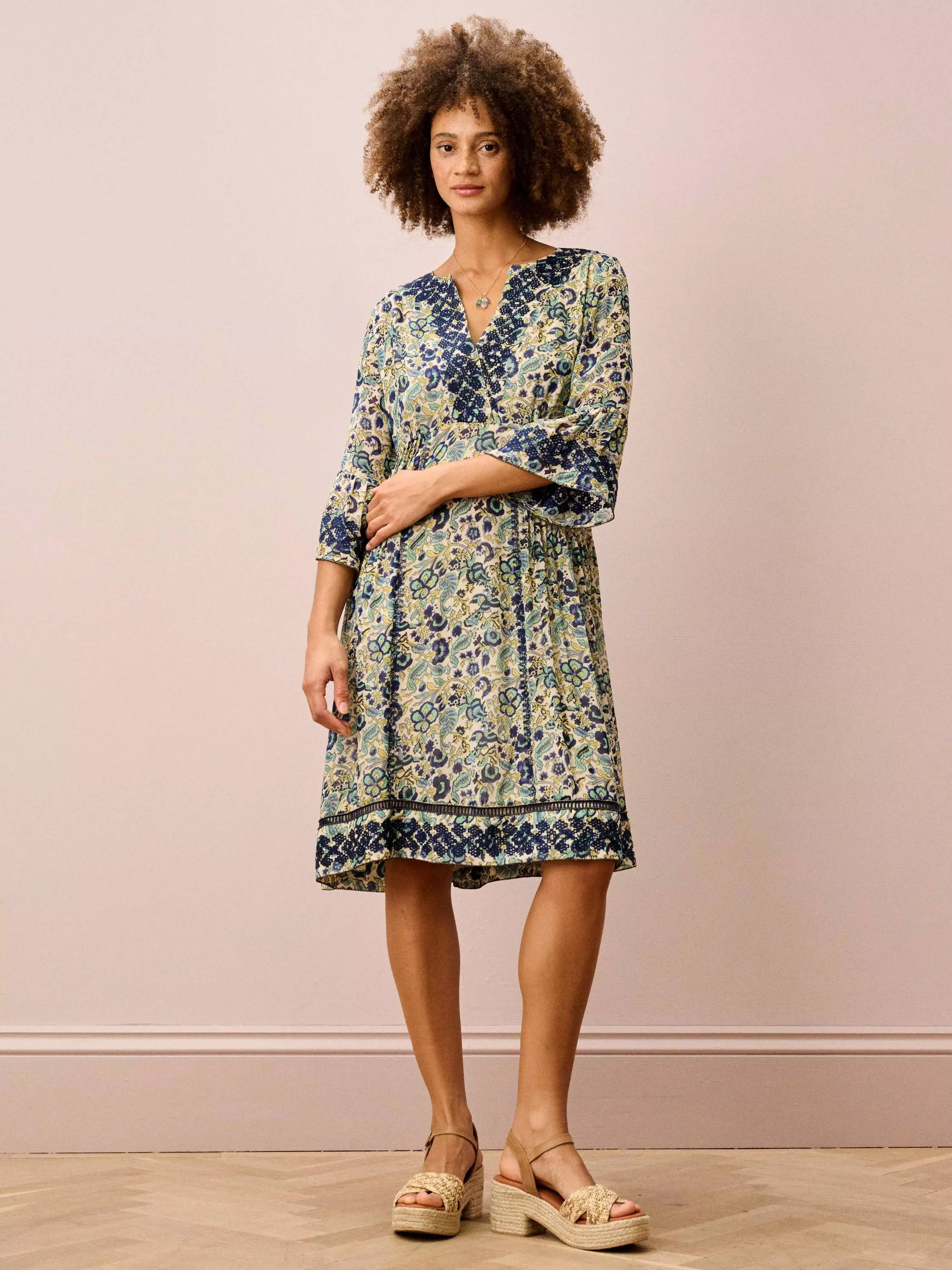 lemon dress linen MAGNOLIA Dress with Wide skirt in Melon Yellow Linen main image 0