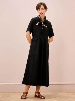 Brora Utility Pure Linen Shirt Dress, Black, Black