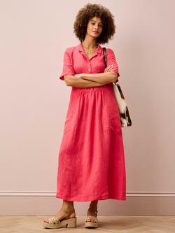Brora Utility Pure Linen Shirt Dress, Coral, Coral