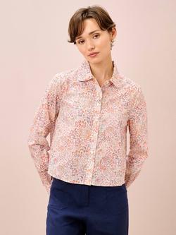 Brora Liberty Floral Shirt, Coral/Multi, Coral/Multi