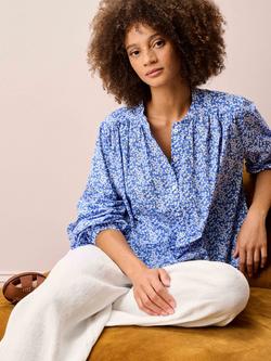 Brora Liberty Floral Floaty Shirt, Cornflower - view 2, Cornflower