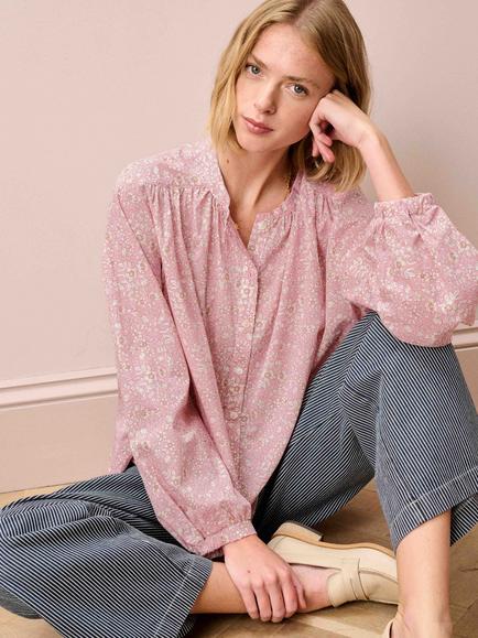 Brora Liberty Floral Floaty Shirt, Rose - view 2, Rose