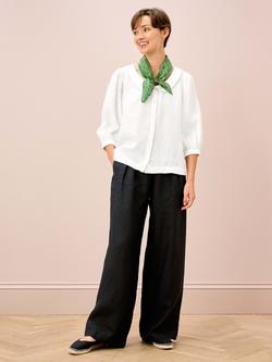 Brora Peter Pan Collar Pure Linen Shirt, White - view 2, White