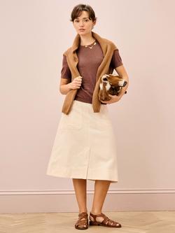 Brora Linen Blend Utility Skirt, Almond - view 2, Almond
