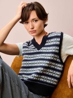 Brora Fair isle Wool Rich Tank Top, Neptune - view 2, Neptune