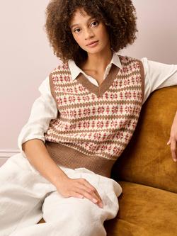 Brora Fair isle Wool Rich Tank Top, Nutmeg - view 2, Nutmeg