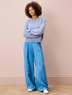 Brora Marled Pure Wool Jumper, Iris - view 2, Iris