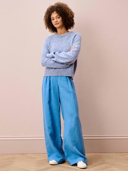 Brora Marled Pure Wool Jumper, Iris - view 2, Iris