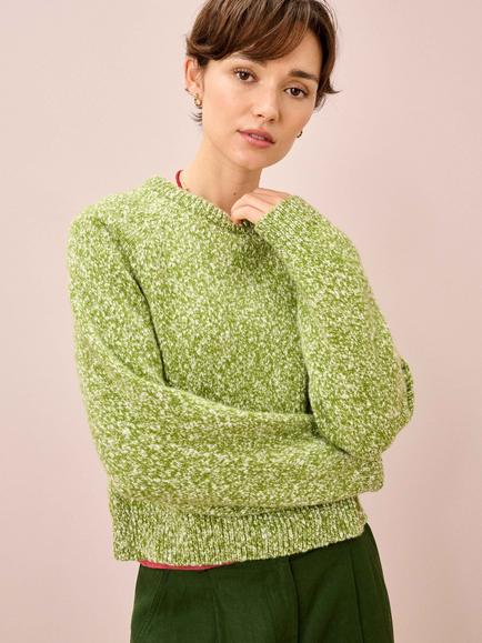 Brora Marled Pure Wool Jumper, Fern, Fern