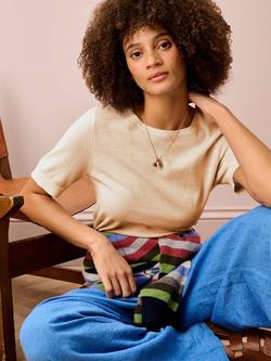 Brora Classic Round Neck T-Shirt, Sand - view 2, Sand