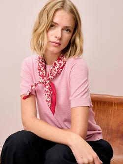 Brora Classic Round Neck T-Shirt, Light Pink - view 2, Light Pink