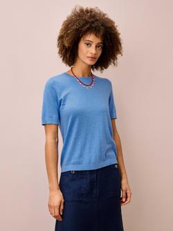 Brora Classic Round Neck T-Shirt, Bluebell, Bluebell