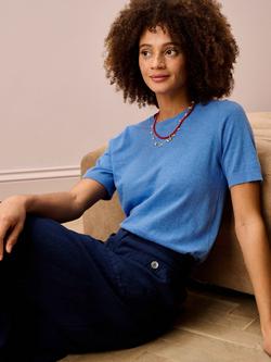Brora Classic Round Neck T-Shirt, Bluebell - view 2, Bluebell
