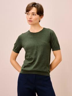 Brora Classic Round Neck T-Shirt, Olive, Olive