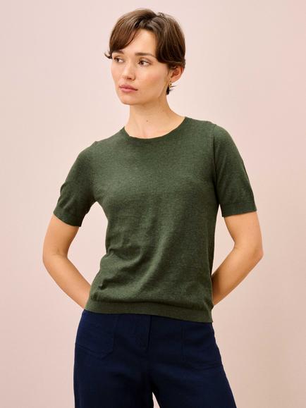 Brora Classic Round Neck T-Shirt, Olive, Olive