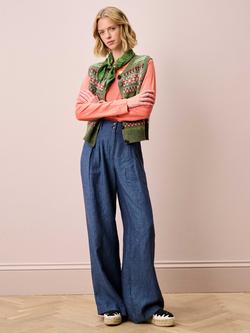 Brora Boat Neck Pure Linen Top, Sienna - view 2, Sienna