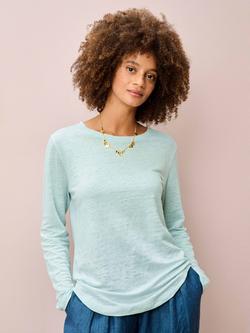 Brora Boat Neck Pure Linen Top, Ice, Ice