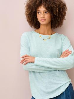 Brora Boat Neck Pure Linen Top, Ice - view 2, Ice