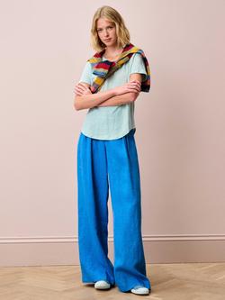 Brora Round Neck Pure Linen T-Shirt, Ice - view 2, Ice