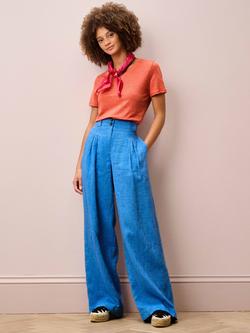 Brora Round Neck Pure Linen T-Shirt, Sienna - view 2, Sienna