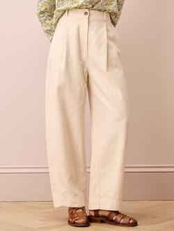 Brora Linen Blend Barrel Leg Trousers, Almond, Almond