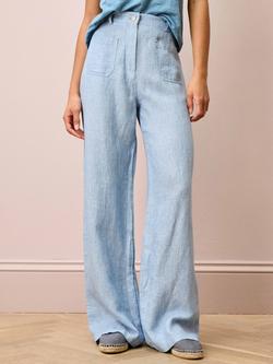 Brora Herringbone Pure Linen Trousers, Porcelain, Porcelain