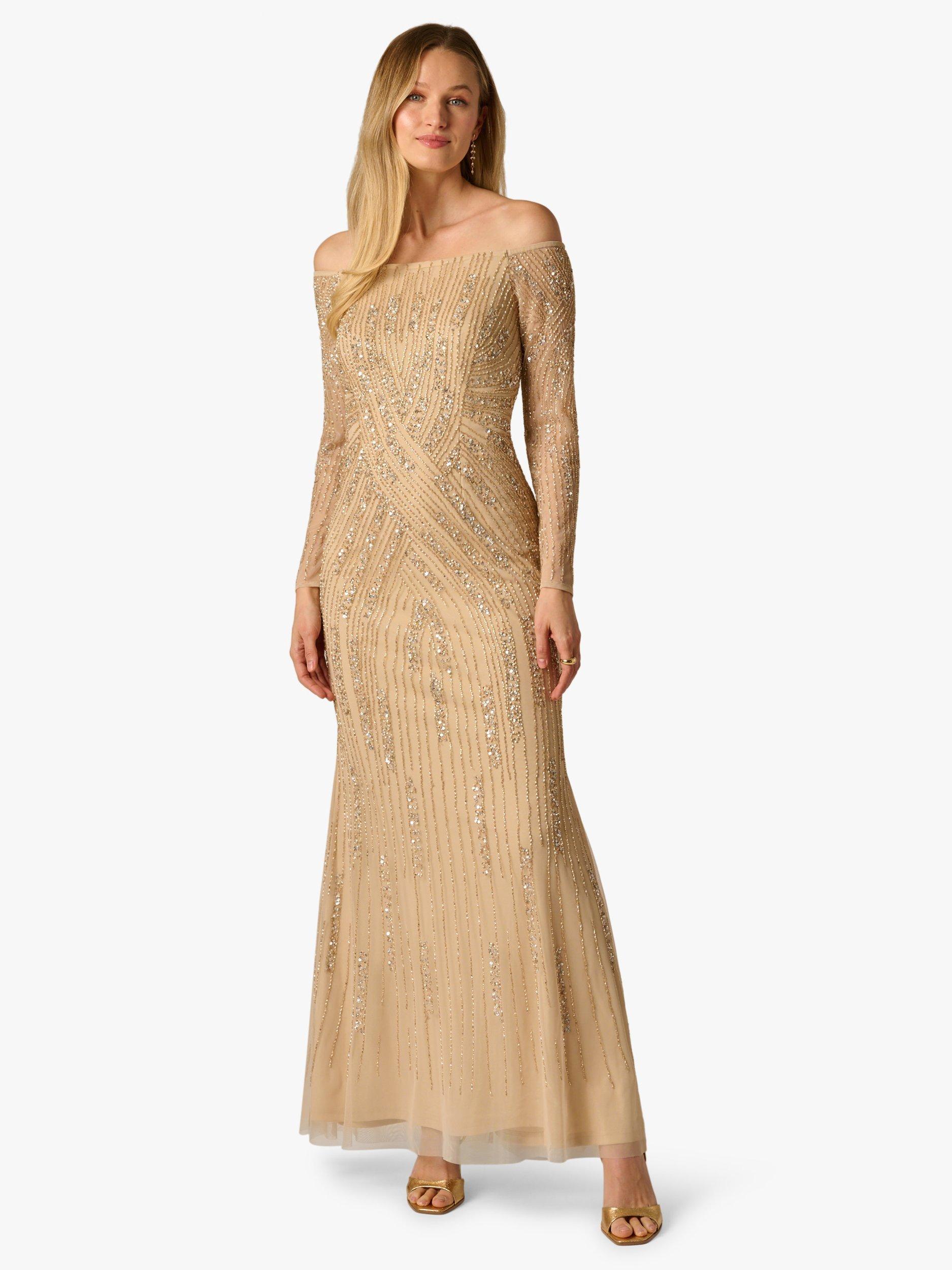 adrianna papell champagne beaded dress Adrianna Papell Champagne Beaded Gown- Size 12  The Saved Collection