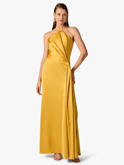 Aidan Mattox by Adrianna Papell Crepe Back Satin Maxi Dress, Golden Rod, Golden Rod