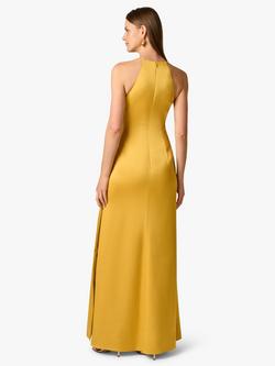 Aidan Mattox by Adrianna Papell Crepe Back Satin Maxi Dress, Golden Rod - view 2, Golden Rod