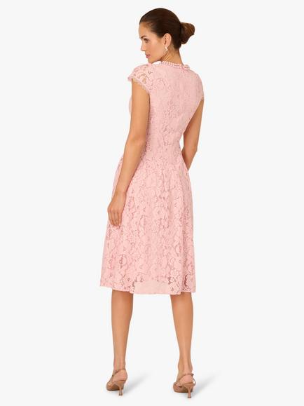 Adrianna Papell Embellished Lace Midi Dress, Blush - view 2, Blush