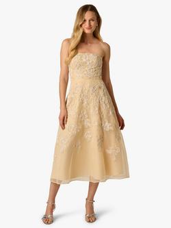 Adrianna Papell Embroidered Organza Midi Dress, Maize, Maize