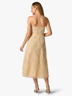 Adrianna Papell Embroidered Organza Midi Dress, Maize - view 2, Maize