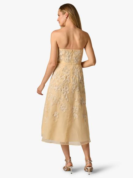 Adrianna Papell Embroidered Organza Midi Dress, Maize - view 2, Maize