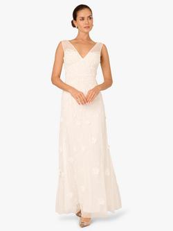Adrianna Papell Flower Petal Beaded Dress, Ivory, Ivory