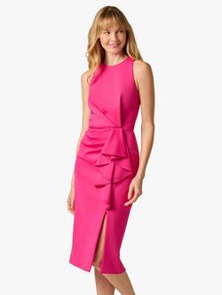 Adrianna Papell Scuba Ruffle Sheath Dress, Lipstick Pink, Lipstick Pink