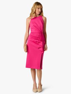 Adrianna Papell Scuba Ruffle Sheath Dress, Lipstick Pink - view 2, Lipstick Pink