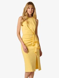 Adrianna Papell Scuba Ruffle Sheath Dress, Warm Sun, Warm Sun