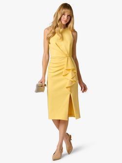 Adrianna Papell Scuba Ruffle Sheath Dress, Warm Sun - view 2, Warm Sun
